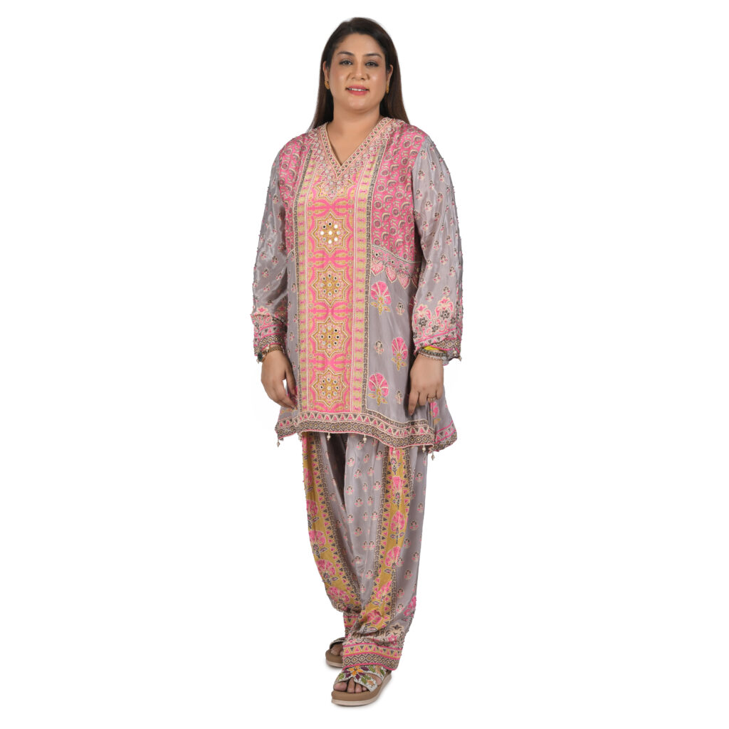 3 piece suit with farshi salwar,potli