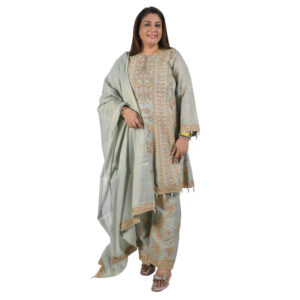 3 Peice short anarkali suit with Plazoo