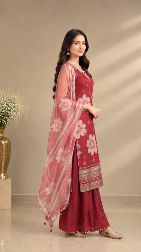 3 Piece Suit With Hand Work On Shirt