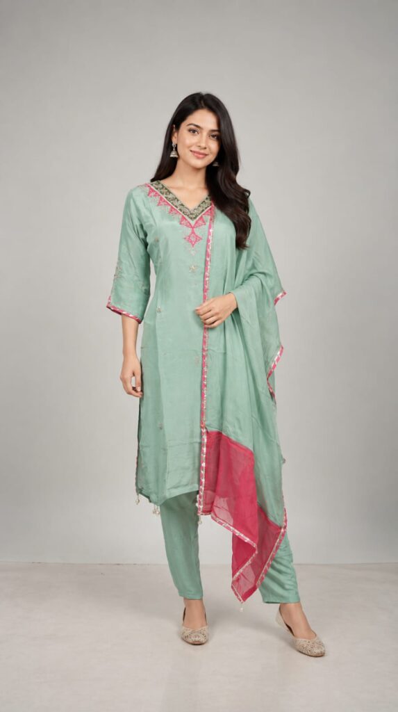 Work, Done on Shirt and Sleeve Pair With Pant and Duppata