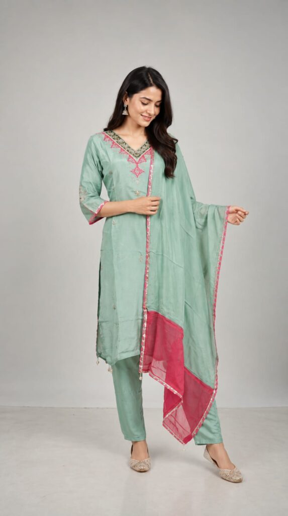 Work, Done on Shirt and Sleeve Pair With Pant and Duppata