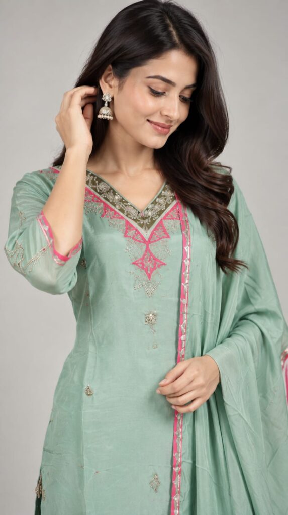 Work, Done on Shirt and Sleeve Pair With Pant and Duppata