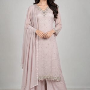 All Over Sequence Work On Shirt Pair With Cinnon Fabric Plazo And Dupatta